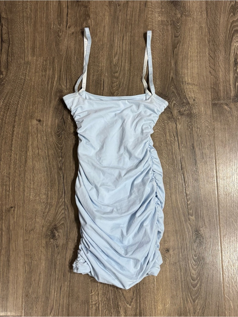 Oh Polly Light Blue Ruched Bodycon Fitted Mini Dress Stretchy Women’s size 4